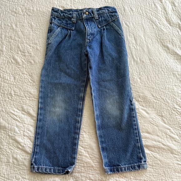 McKids Vintage 90s Denim Jeans Size 5 Regular Kids Blue Pleated Waist Retro Y2K - Picture 1 of 9